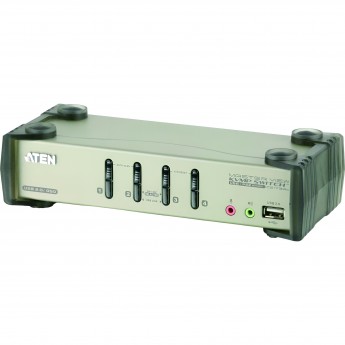 4 Портовый KVM переключатель ATEN 4-Port PS/2-USB VGA/Audio KVMP™ Switch with OSD