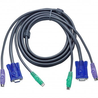 Кабель VGA ATEN 2L-5002P/C CABLE HD15M/MD6M/MD6M--HD15F/M, 1.8m