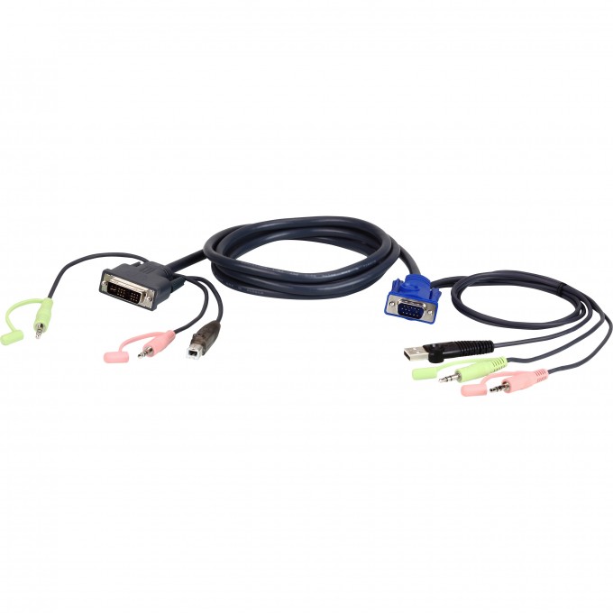 KVM кабель ATEN 1.8M USB DVI-A/VGA KVM Cable 2L-7DX2U