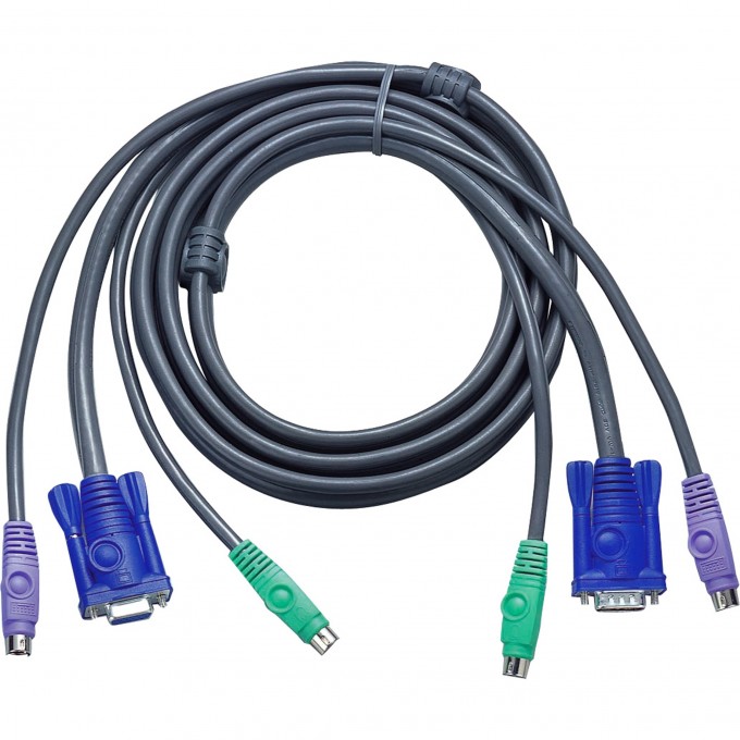 KVM кабель ATEN 2L-5003P/C CABLE HD15M/MD6M/MD6M--HD15F/M, 1.2m 2L-5001P/C